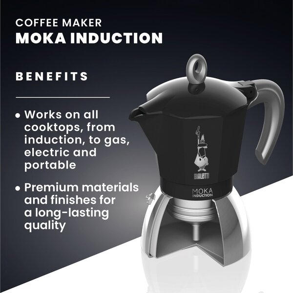 Bialetti Moka Iinduction - espressomachine, black, 2 cups