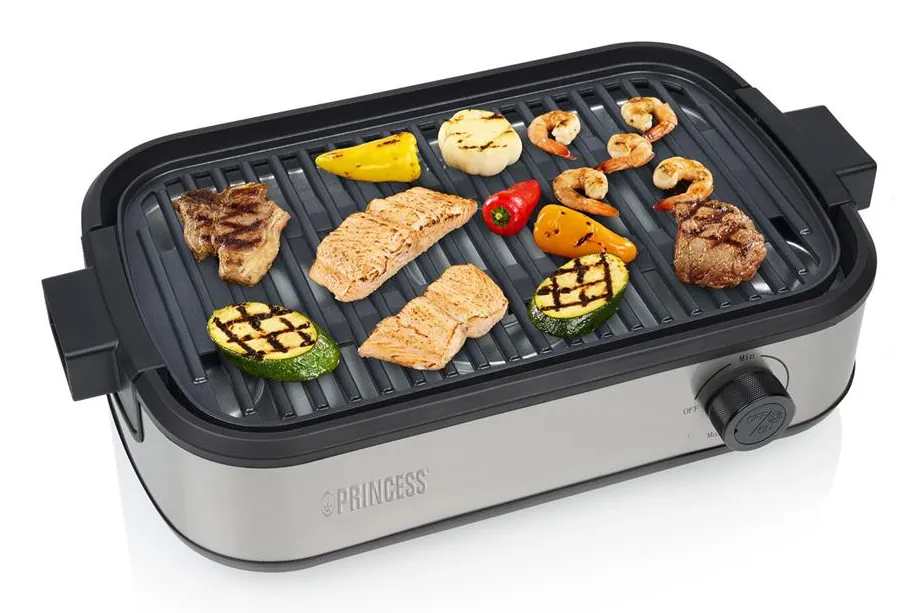 Princess Table Chef Purify Smokeless Table Grill 1800W Metallic Silver