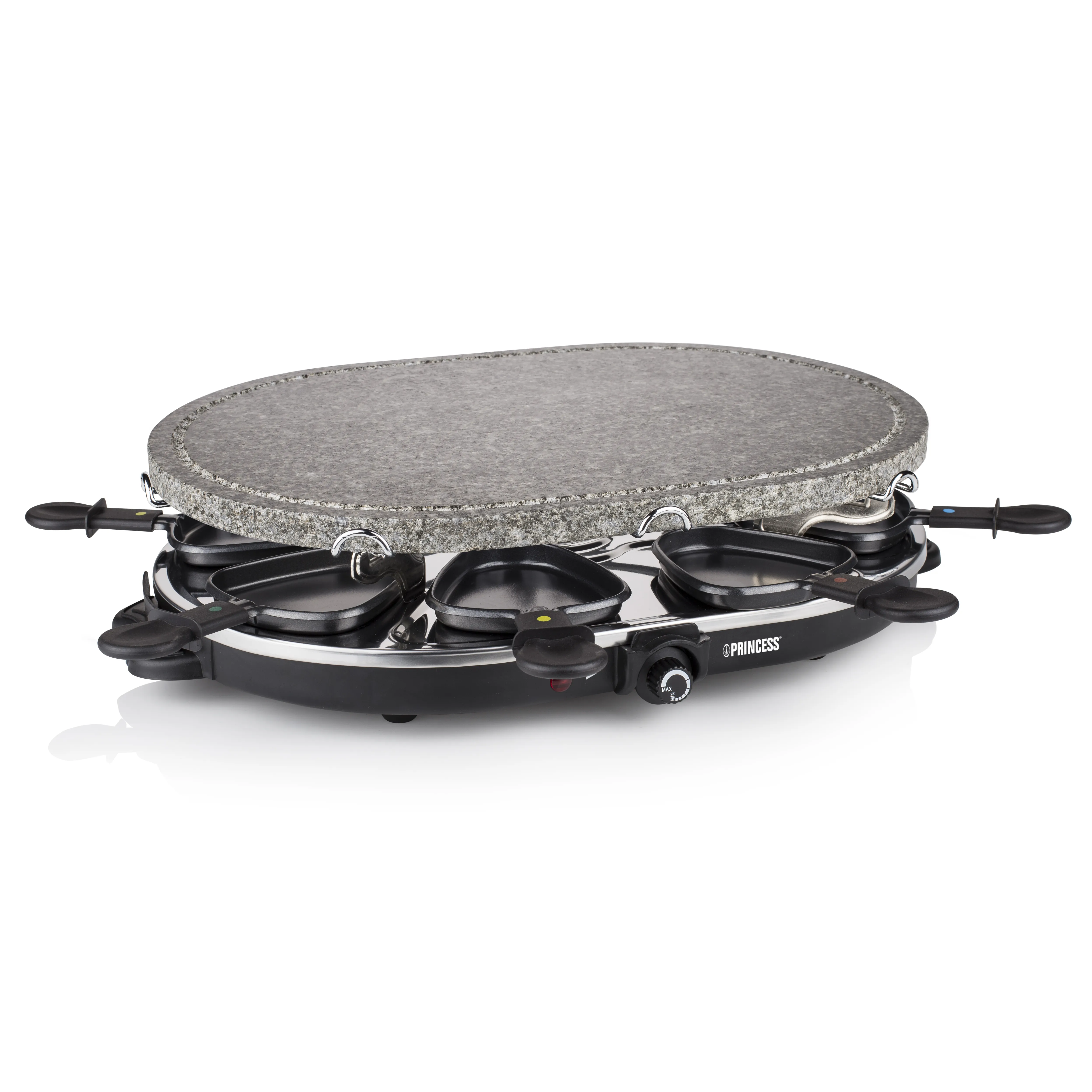 Princess Classic Stone & Raclette Set Electric Raclette and Stone Grill, 1200 W, 8 Persons, Black