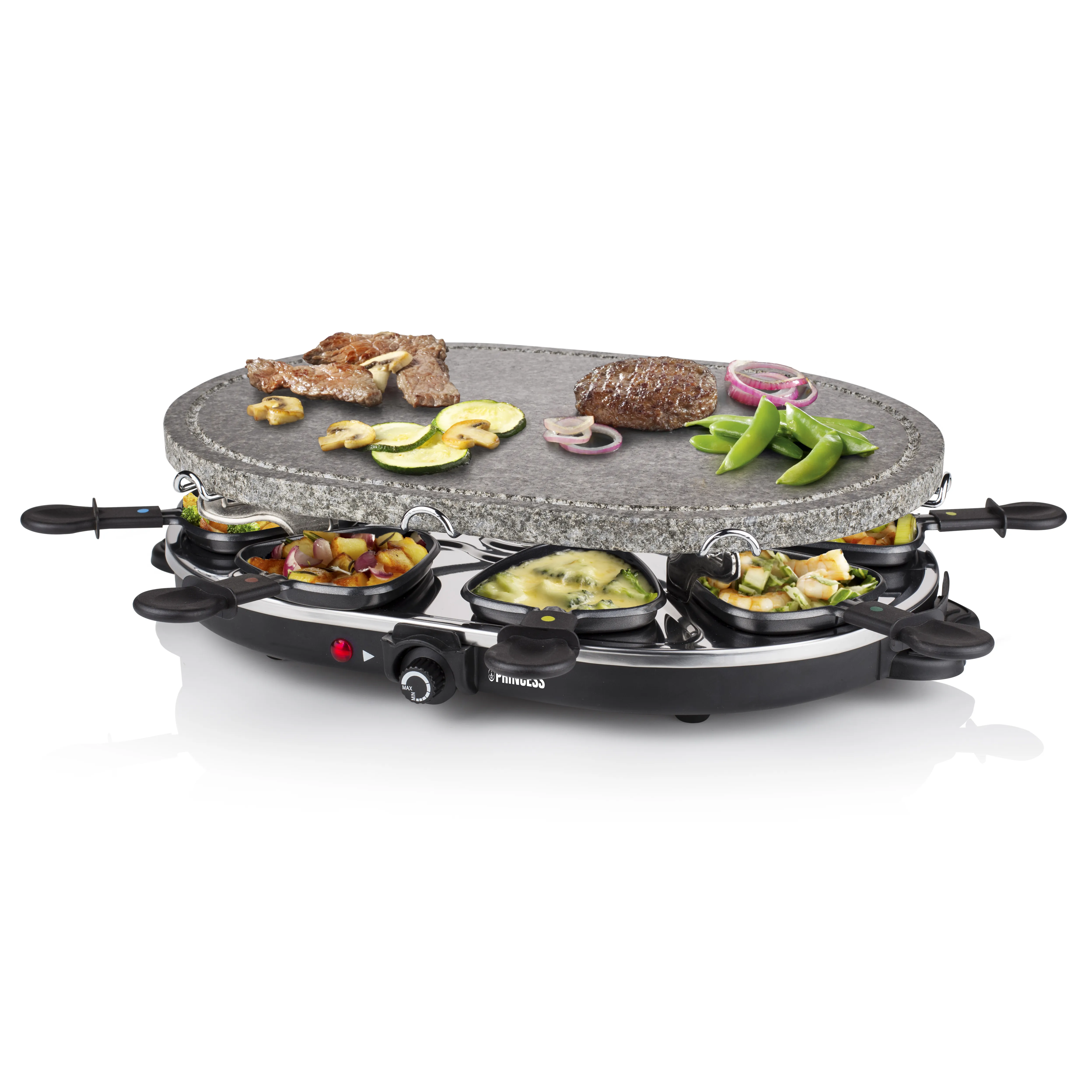 Princess Classic Stone & Raclette Set Electric Raclette and Stone Grill, 1200 W, 8 Persons, Black