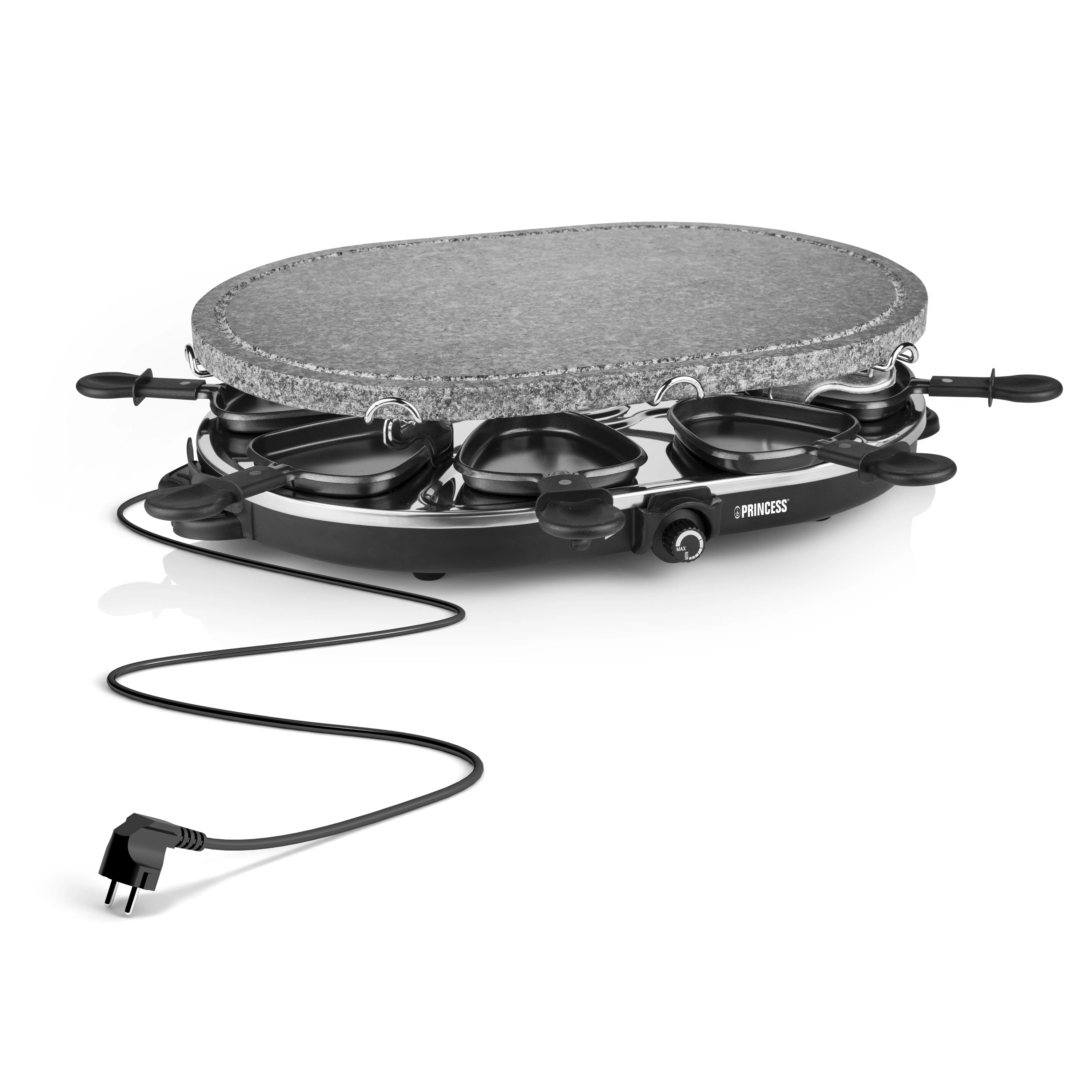 Princess Classic Stone &amp; Raclette Set Electric Raclette and Stone Grill, 1200 W, 8 Persons, Black