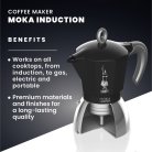 Bialetti Moka Iinduction - espressomachine, black, 2 cups
