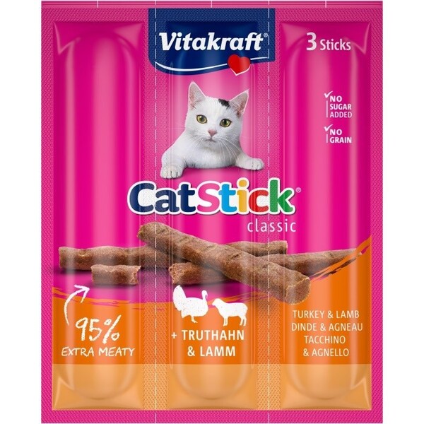 Vitakraft Cat Stick Classic Turkey and Lamb, Adult, 18 g