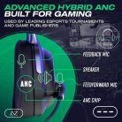 AceZone A-Spire Hybrid ANC tr&aring;dl&ouml;s gaming headset, svart, gr&ouml;n