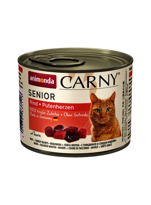 Animonda Carny Senior Beef and Turkey Hearts, Wet food for cats, 200g