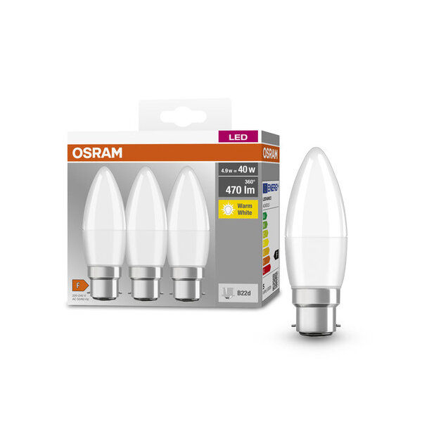 OSRAM LED Base Classic P 40 4.9W 827 Frosted E14, 3-pack