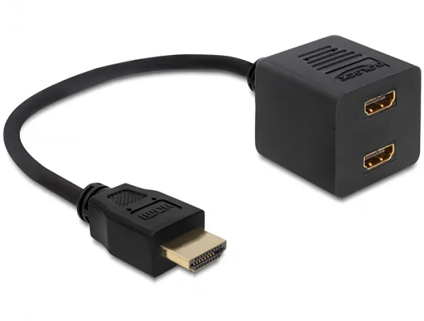Delock High Speed HDMI with Ethernet Splitter 1 x male to 2 x female, adapter, - Svart