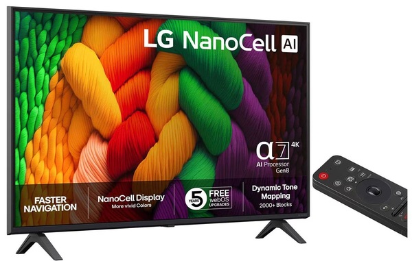 LG NANO8E 65NANO8EA6A 65" 4K NanoCell LED webOS 25 TV, 60Hz, HDR10, HLG