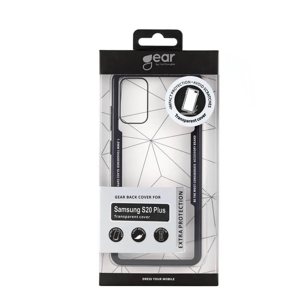 GEAR Tempered Glass Case, Galaxy S20+ -suojakuori, Musta