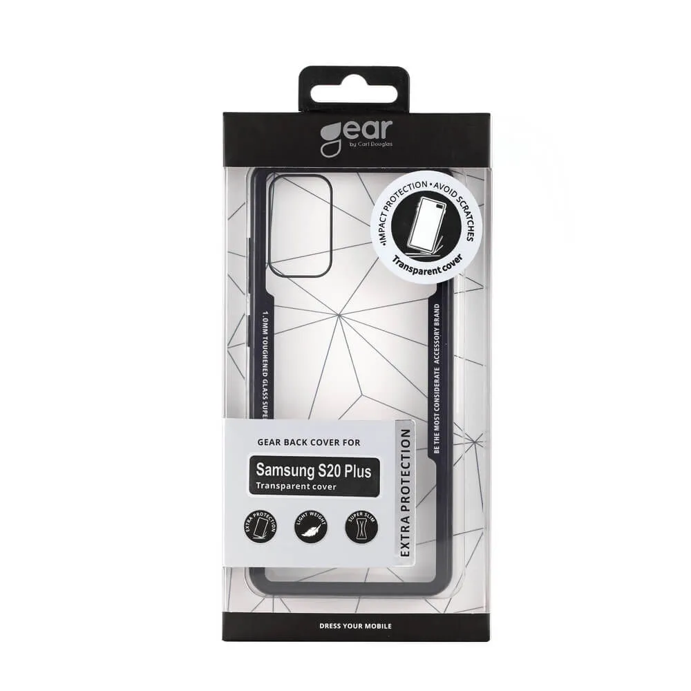 GEAR Tempered Glass Case, Galaxy S20+ -suojakuori, Musta
