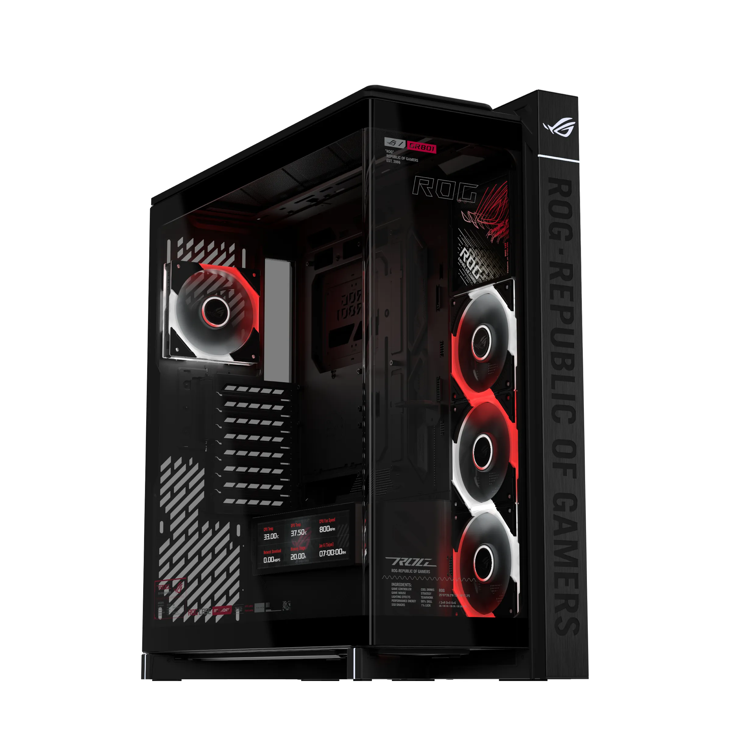 ASUS ROG Cronox GR801 Midi-Tower Case with window and RGB lighting, Black