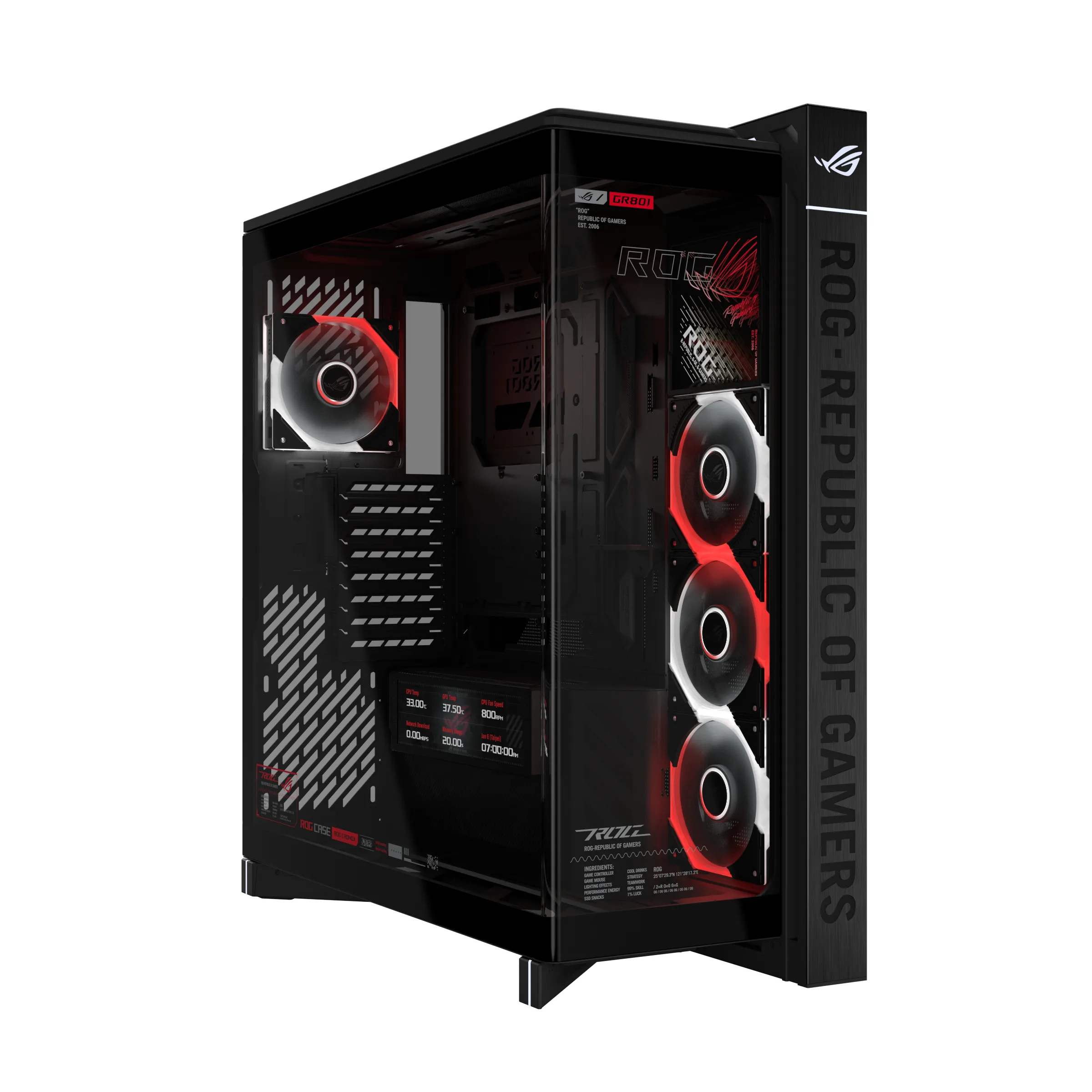 ASUS ROG Cronox GR801 Midi-Tower Case with window and RGB lighting, Black