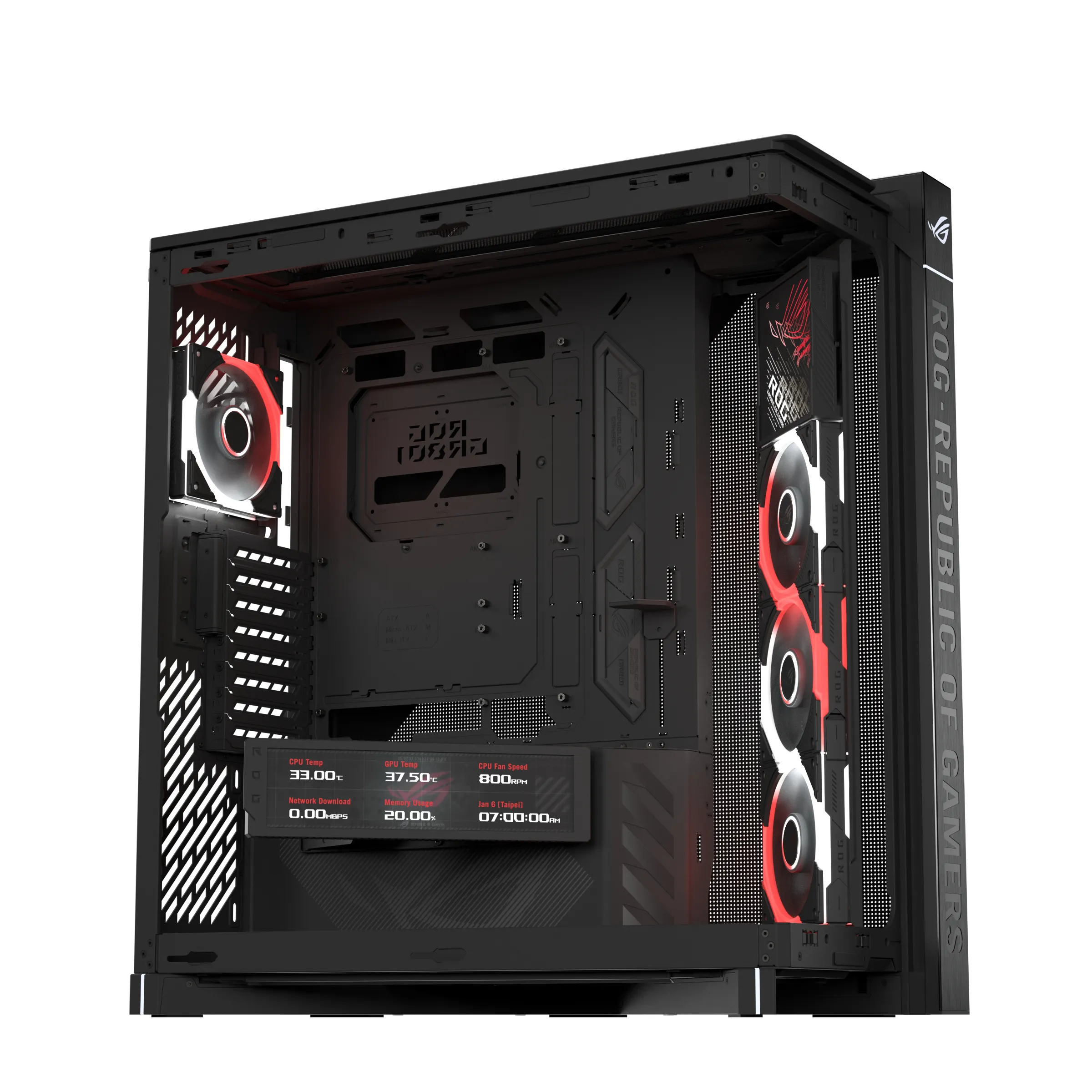 ASUS ROG Cronox GR801 Midi-Tower Case with window and RGB lighting, Black