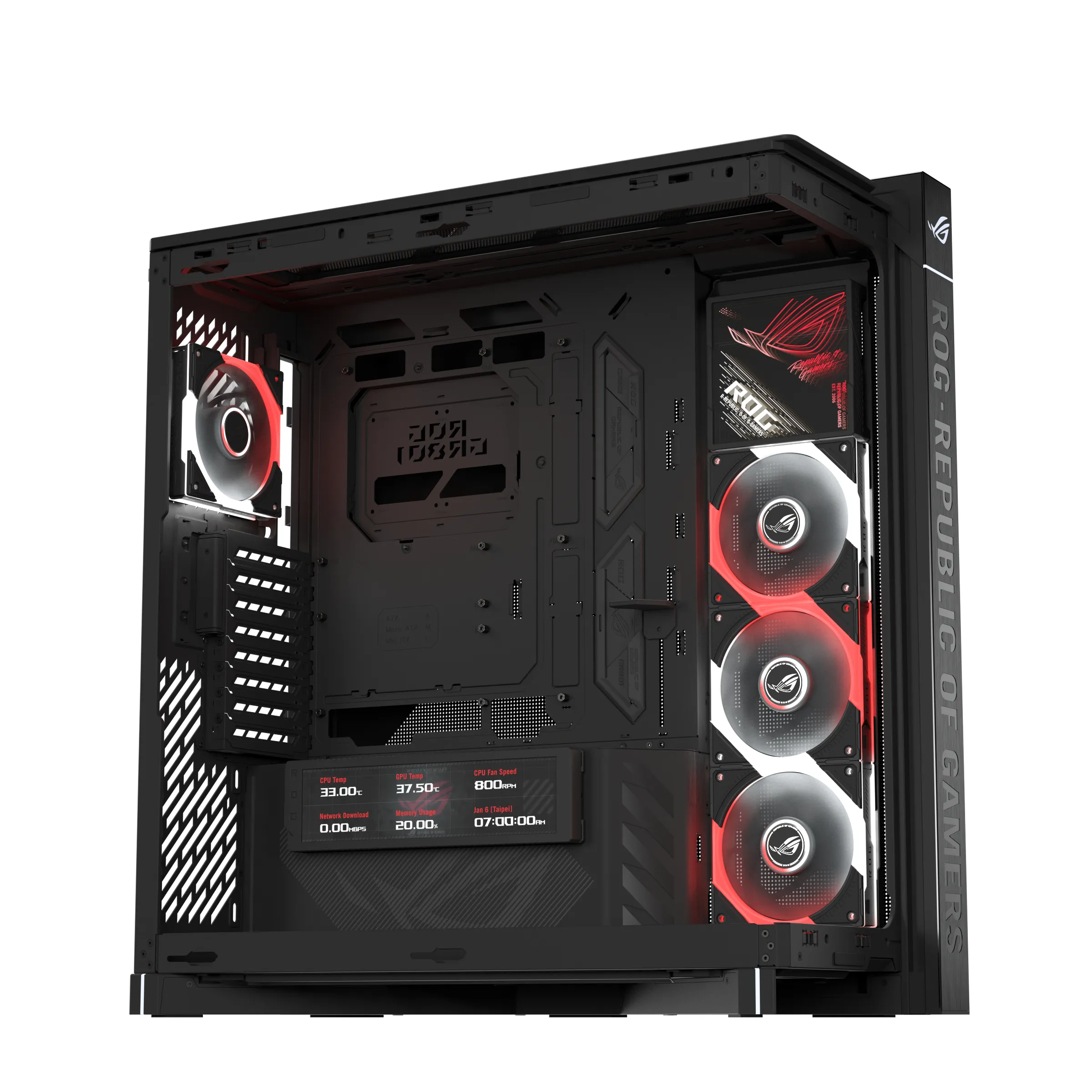 ASUS ROG Cronox GR801 Midi-Tower Case with window and RGB lighting, Black