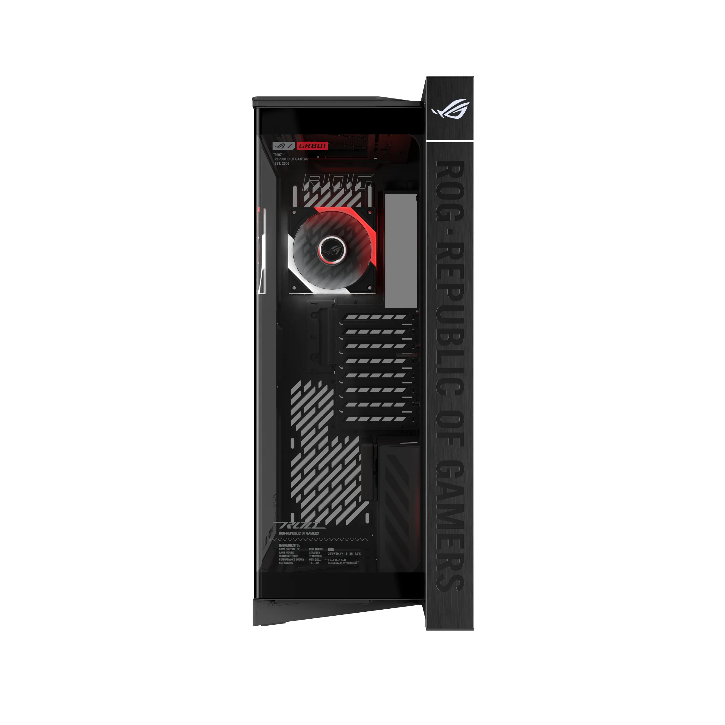 ASUS ROG Cronox GR801 Midi-Tower Case with window and RGB lighting, Black