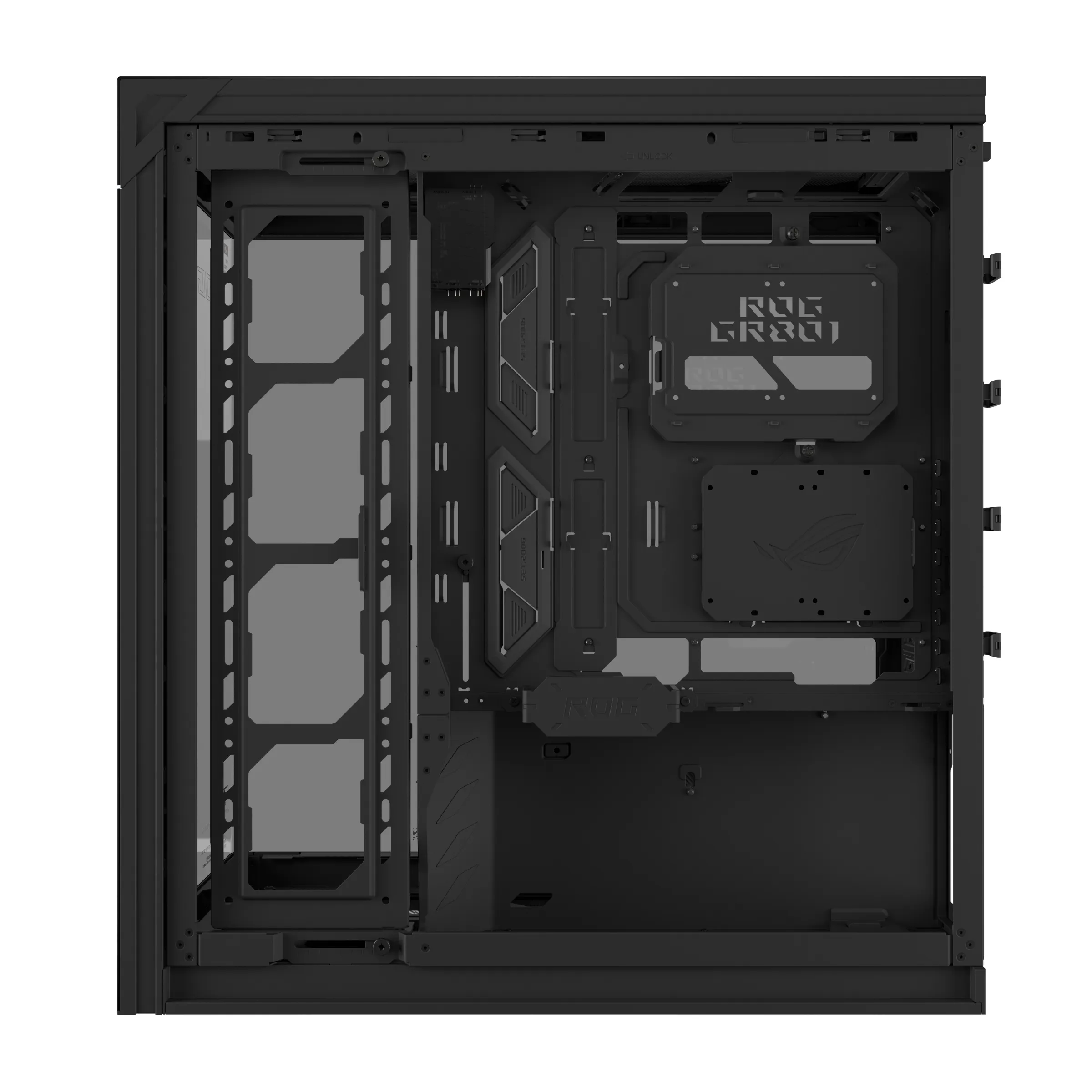 ASUS ROG Cronox GR801 Midi-Tower Case with window and RGB lighting, Black