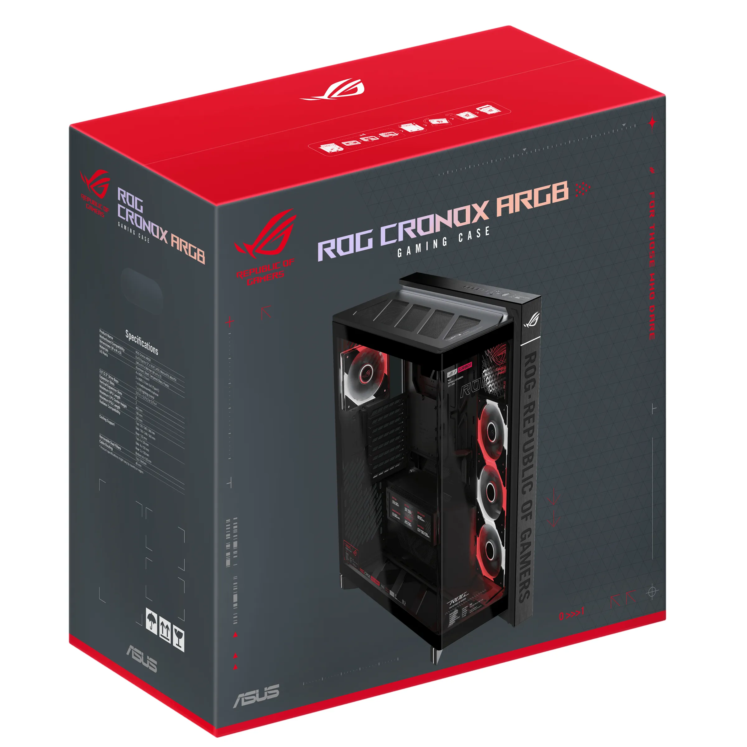 ASUS ROG Cronox GR801 Midi-Tower Case with window and RGB lighting, Black