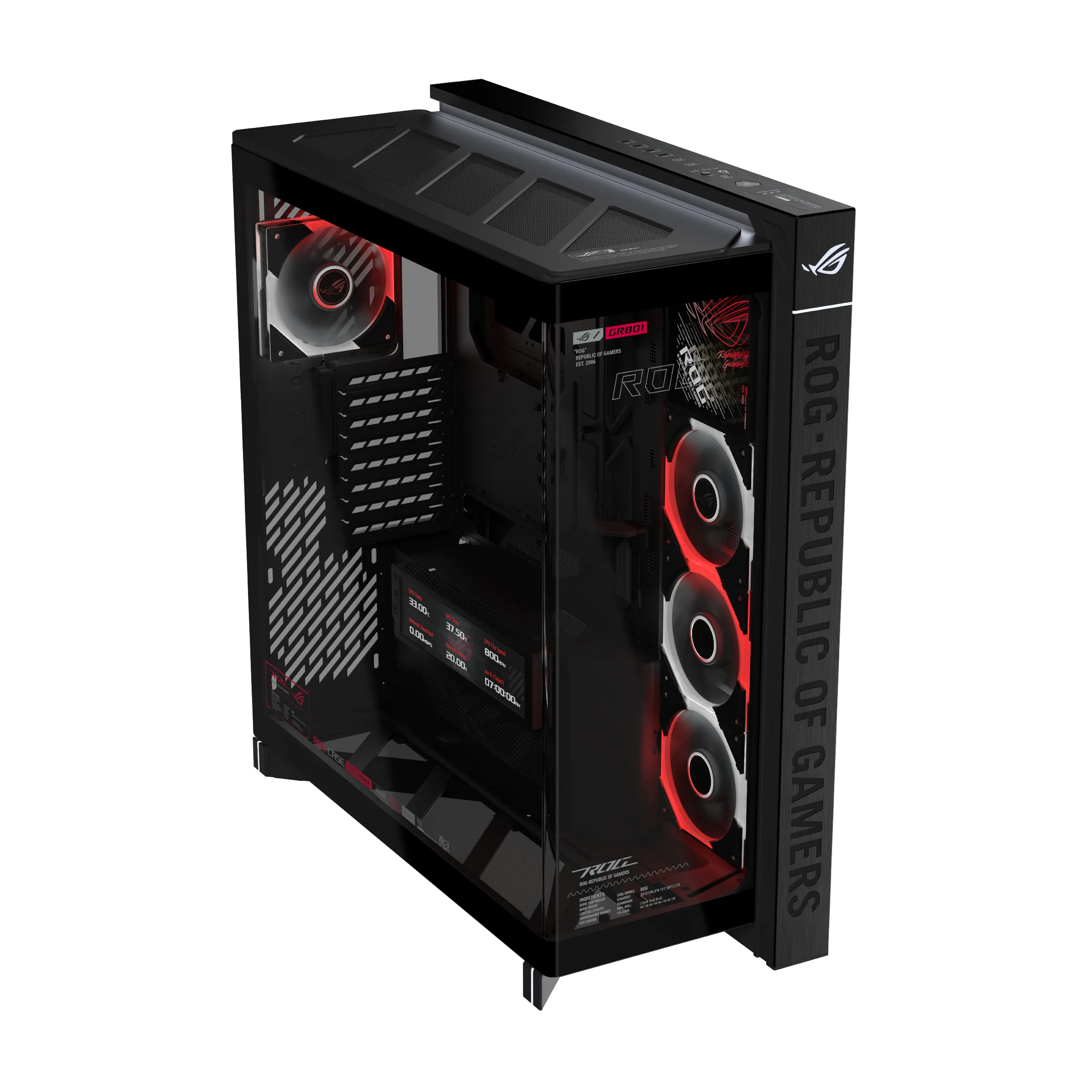 ASUS ROG Cronox GR801 Midi-Tower Case with window and RGB lighting, Black