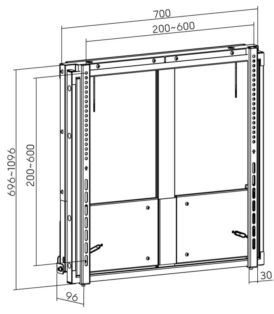 DELTACO Office ARM-0800 Manuellt h&ouml;jdjusterbart v&auml;ggf&auml;ste f&ouml;r 55-75" sk&auml;rmar, Maximal vikt 65 kg, Svart