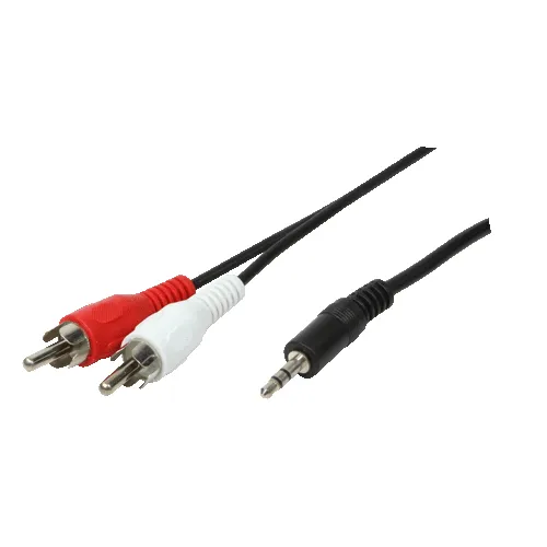 Logilink 3,5mm &ndash; 2 x RCA - ljudkabel, hane/hane, 5 m, Svart