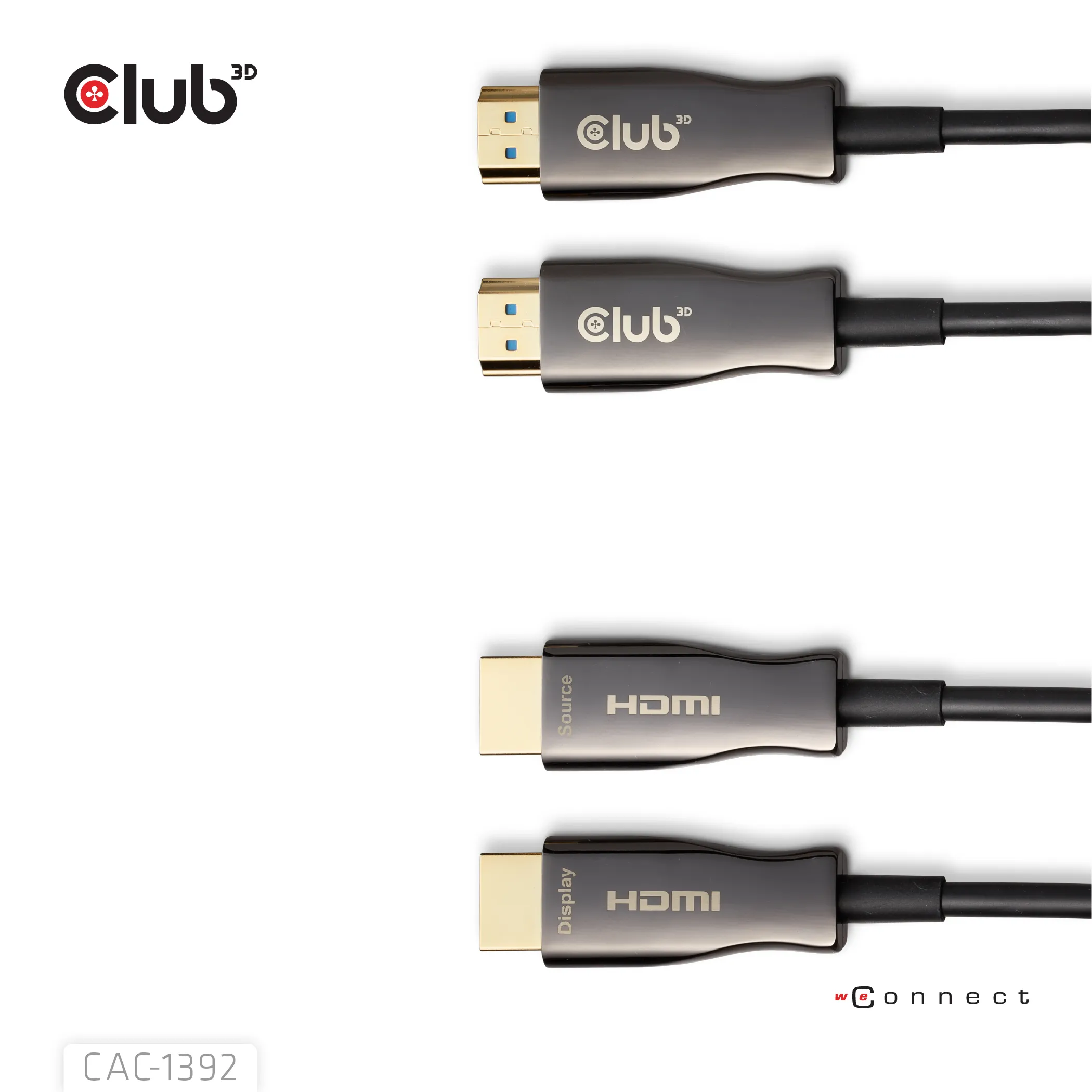 Club 3D CAC-1392 HDMI 2.1 Hybrid Active Optical -kaapeli, jossa 8K 60 Hz, 30 m, musta