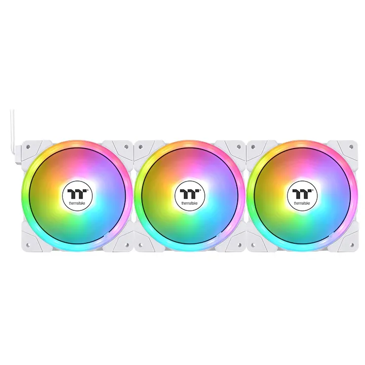 140mm Thermaltake SWAFAN EX14 ARGB PC Cooling Fan White TT Premium Edition 3 Fan Pack
