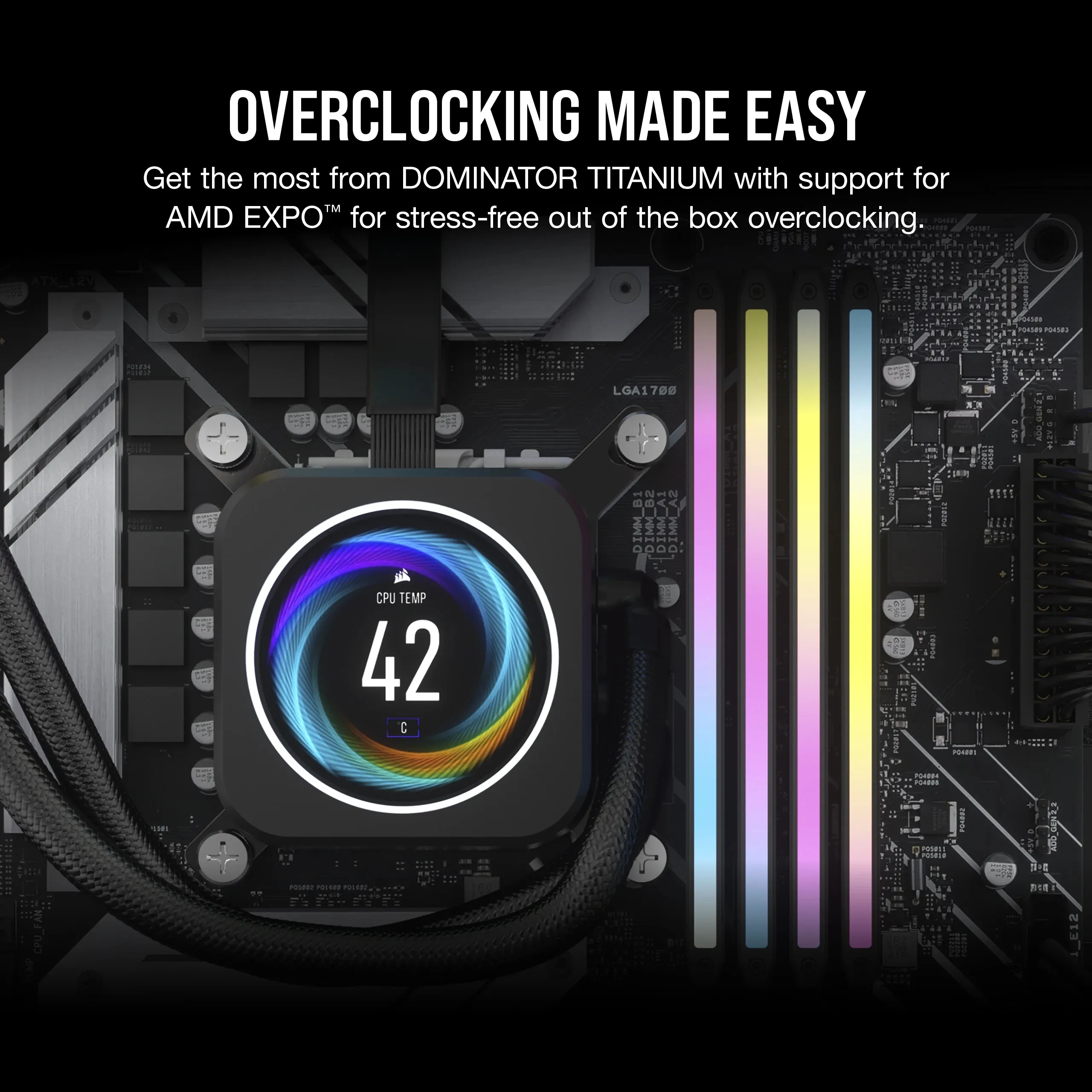 Corsair DOMINATOR TITANIUM RGB 64 Gt (2 x 32 Gt) DDR5 6000 MHz, CL30 -muisti, harmaa (EXPO)