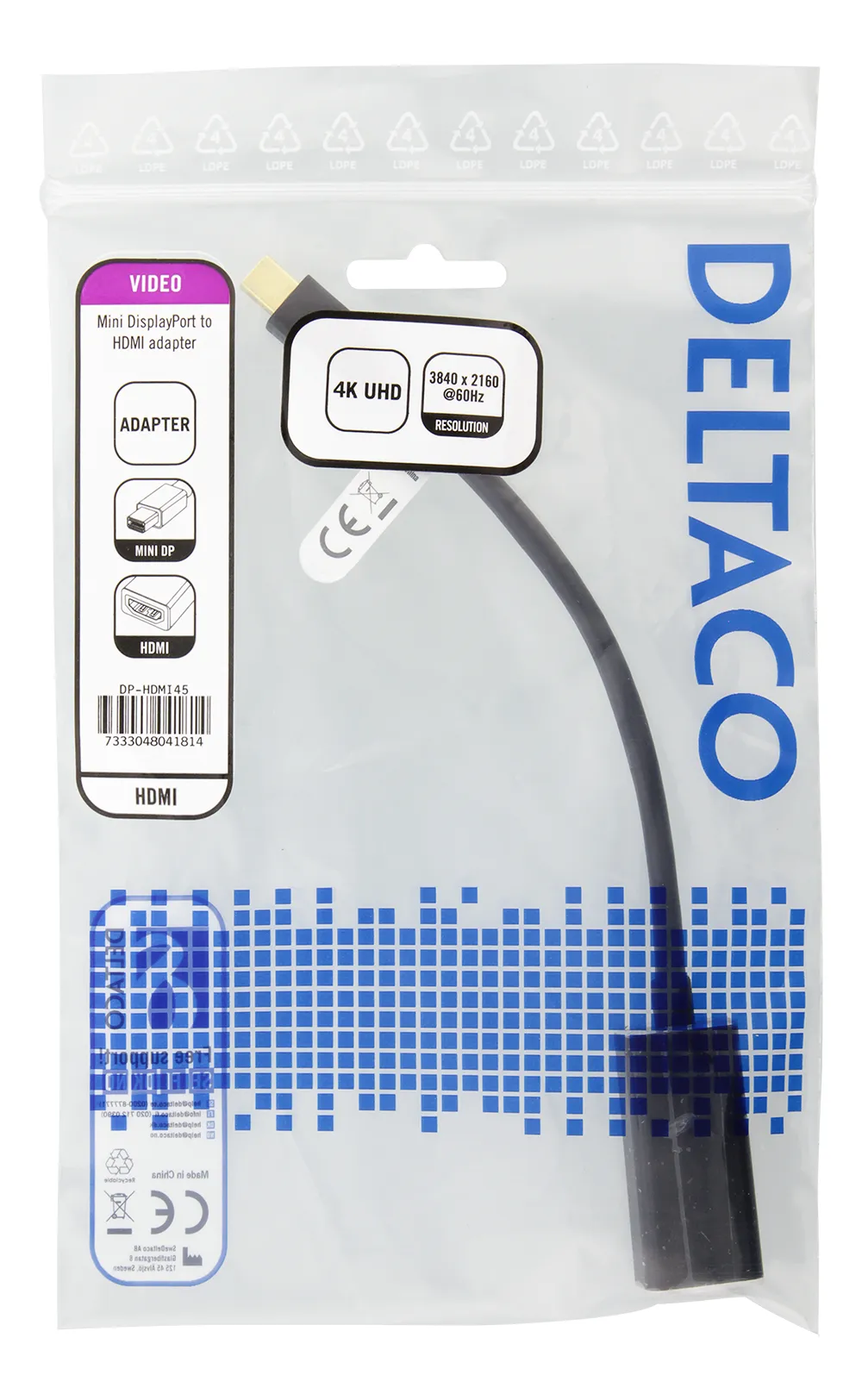 Deltaco  mini DisplayPort – HDMI - adapter, Black