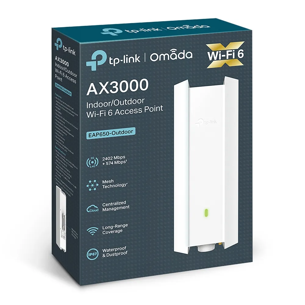 TP-Link Omada EAP650 Outdoor, AX3000, Wi-Fi 6 -tukiasema