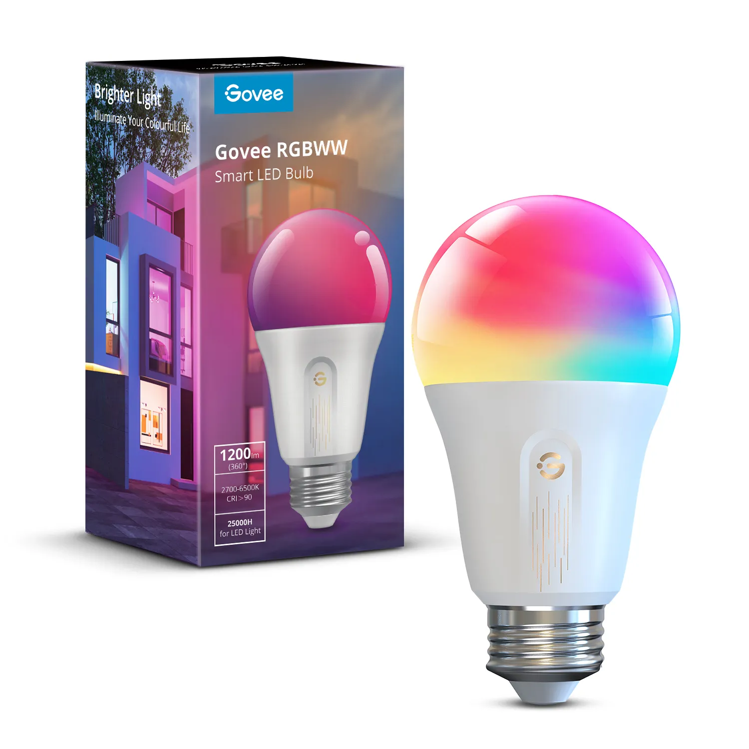 Govee Smart Color Light Bulb -&auml;lylamppu, E27, Wi-Fi, Bluetooth