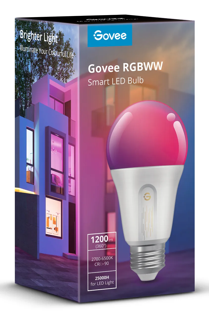 Govee Smart Color Light Bulb -&auml;lylamppu, E27, Wi-Fi, Bluetooth