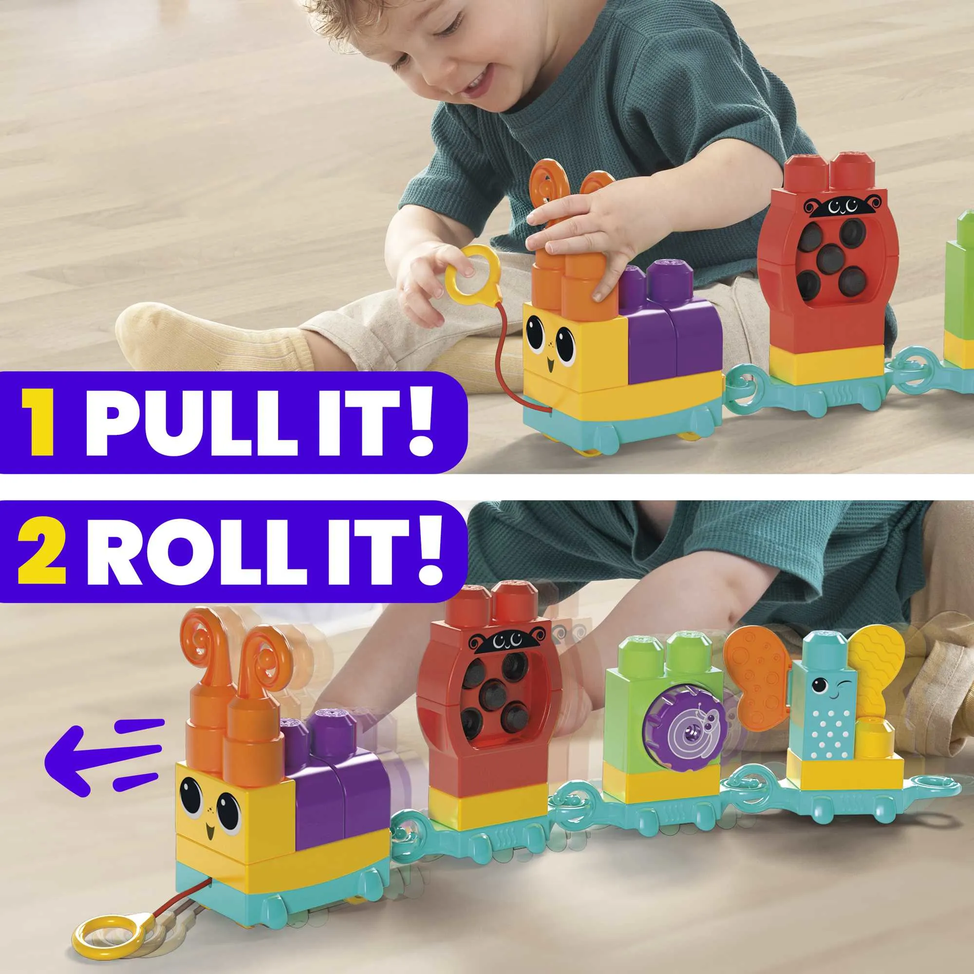 Mega Bloks Rolling Fun Caterpillar Train Construction Toy