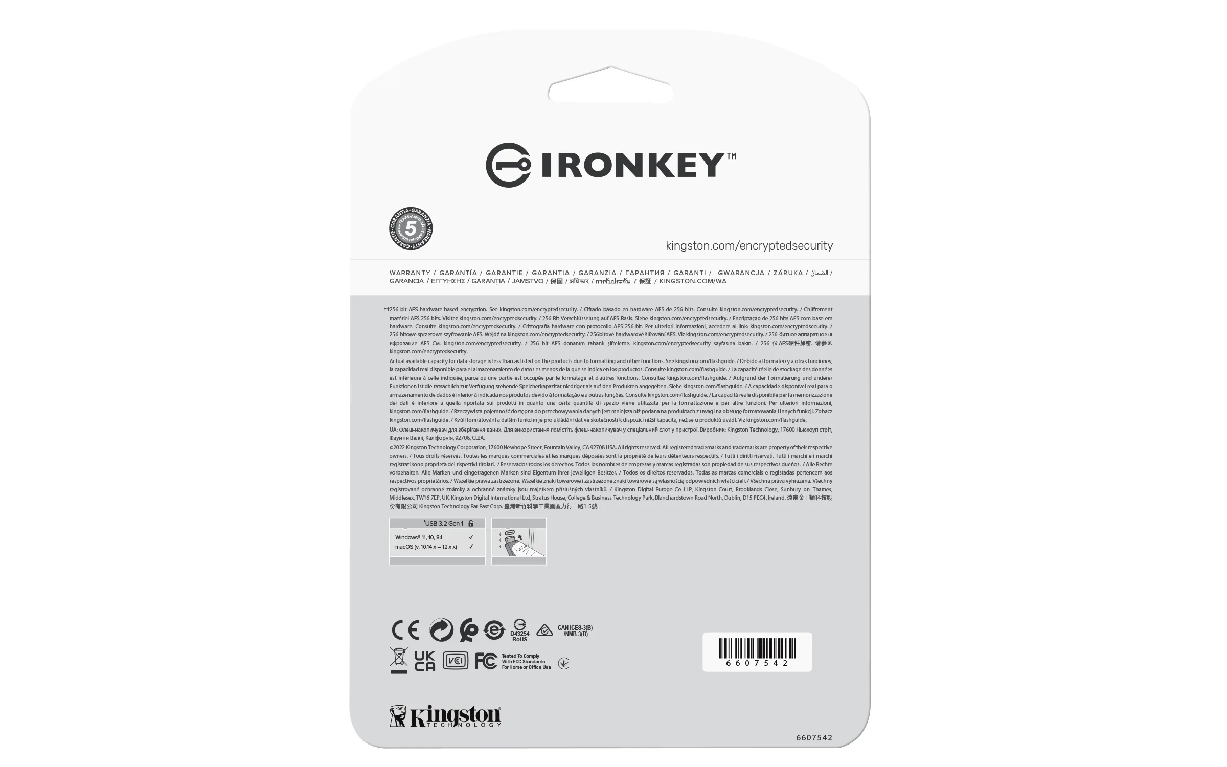 Kingston IronKey Vault Privacy 50C 512 Gt USB-C 3.2 Gen 1x1 -muistitikku, Black, Blue