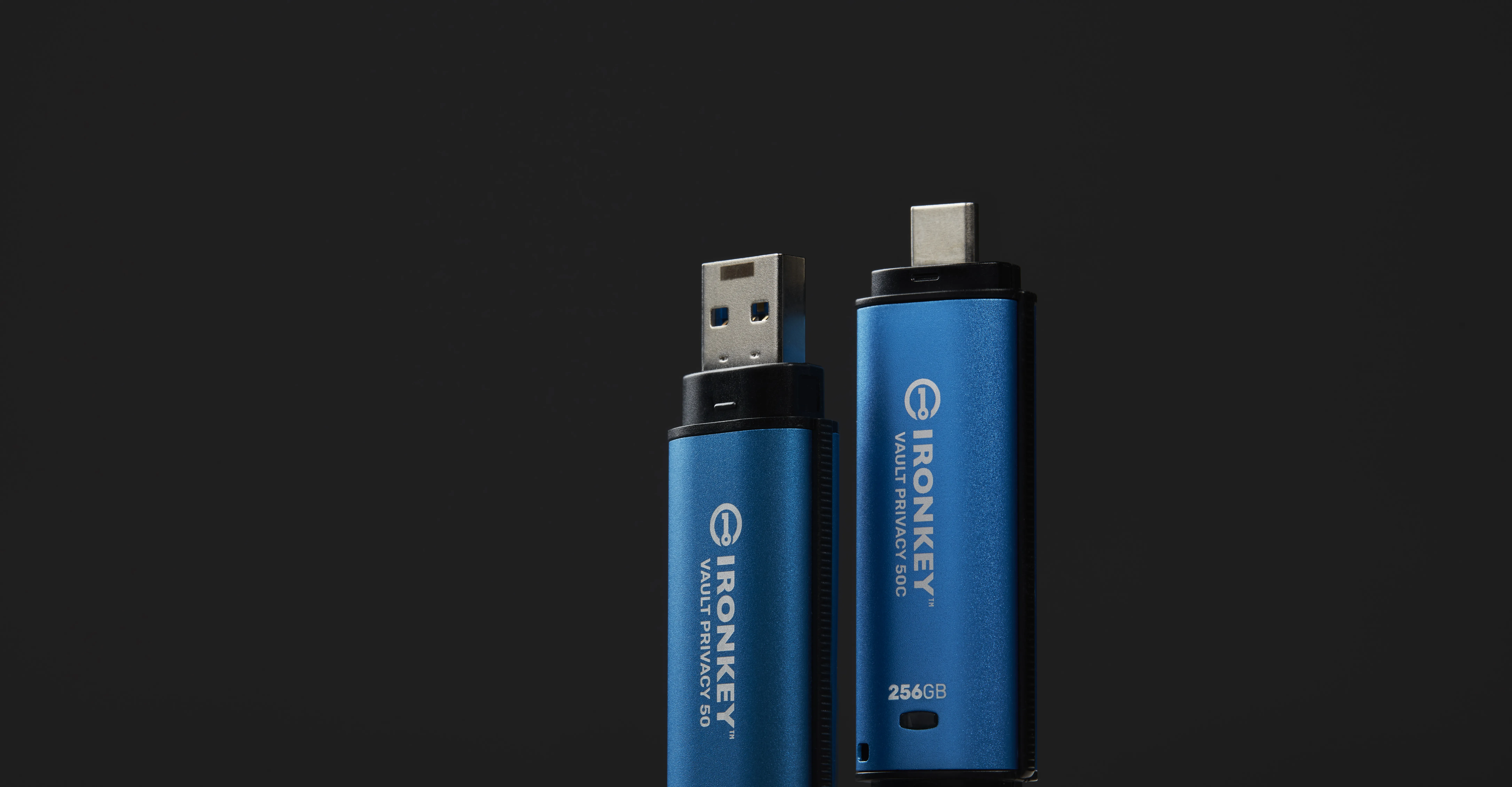 Kingston IronKey Vault Privacy 50 256 Gt USB 3.2 Gen 1x1 -muistitikku, Sininen