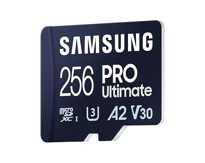 Samsung PRO Ultimate 256GB MicroSDXC UHS-I V30 A2 card with USB reader, Blue