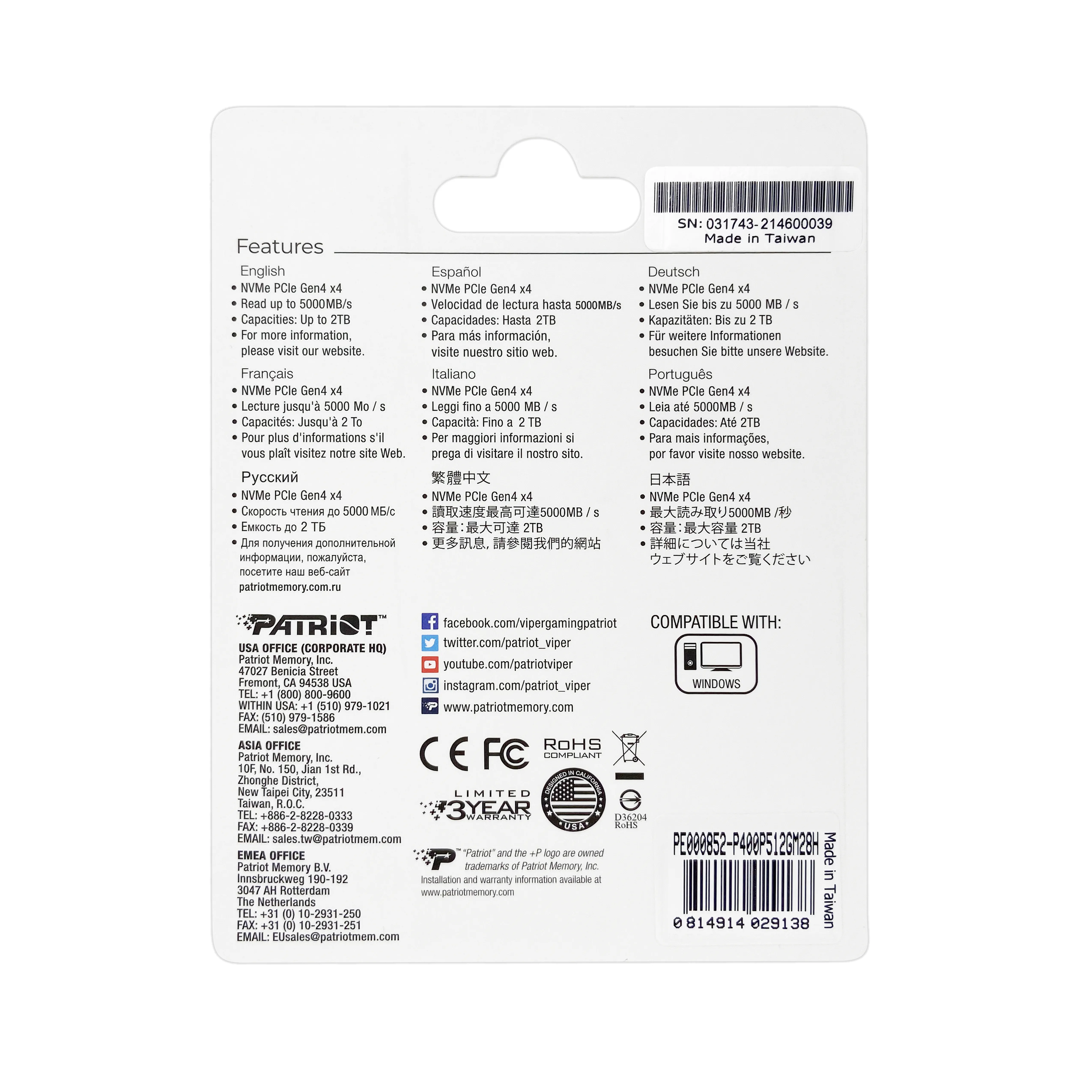 Patriot P400 512GB, PCIe 4.0, M.2 - SSD