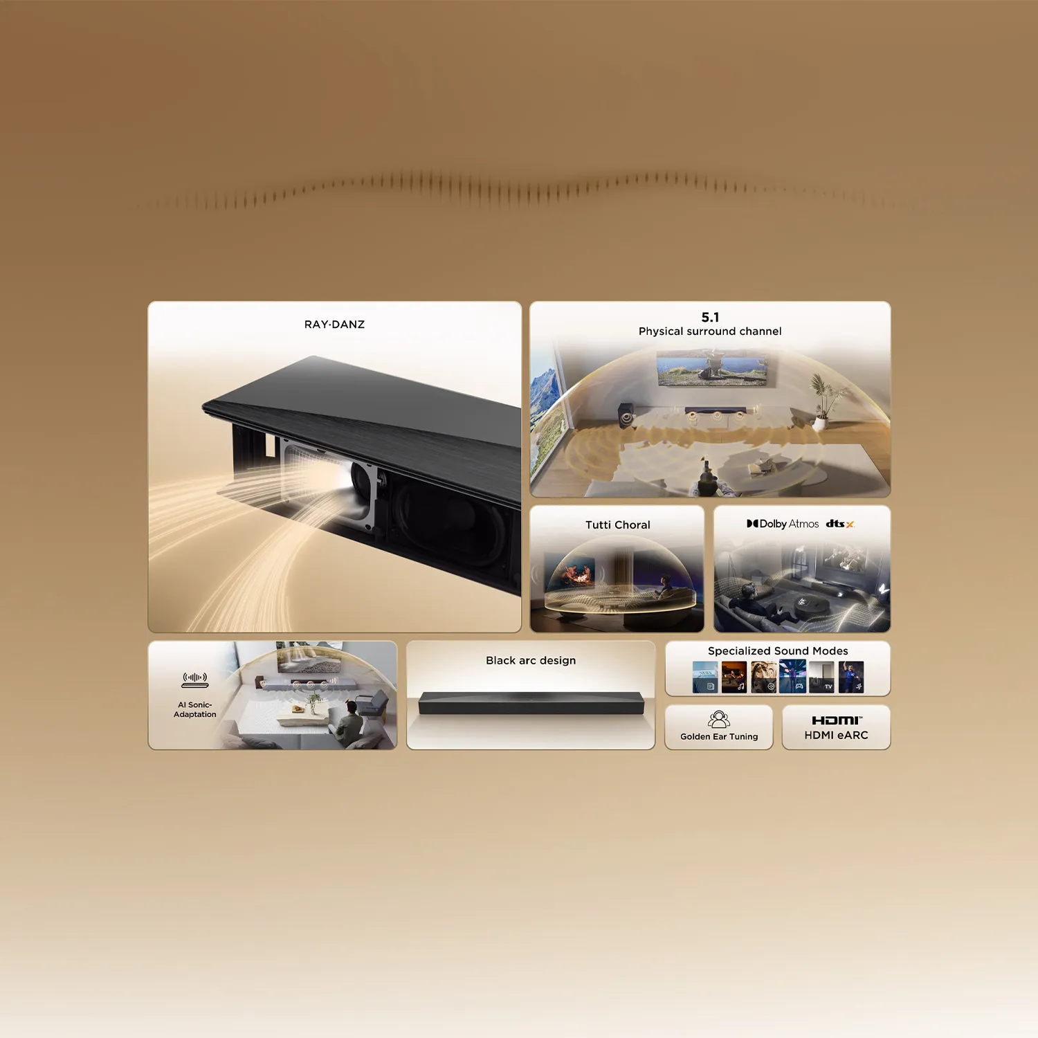 TCL Q65H 5.1 Dolby Atmos soundbar -&auml;&auml;nij&auml;rjestelm&auml;, langattomalla subwooferilla, musta