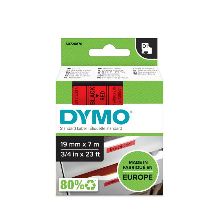 Tape D1 19mmx7m black/red