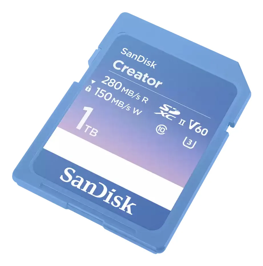 SanDisk Creator 1TB SDXC UHS-II U3 V60 card, Blue