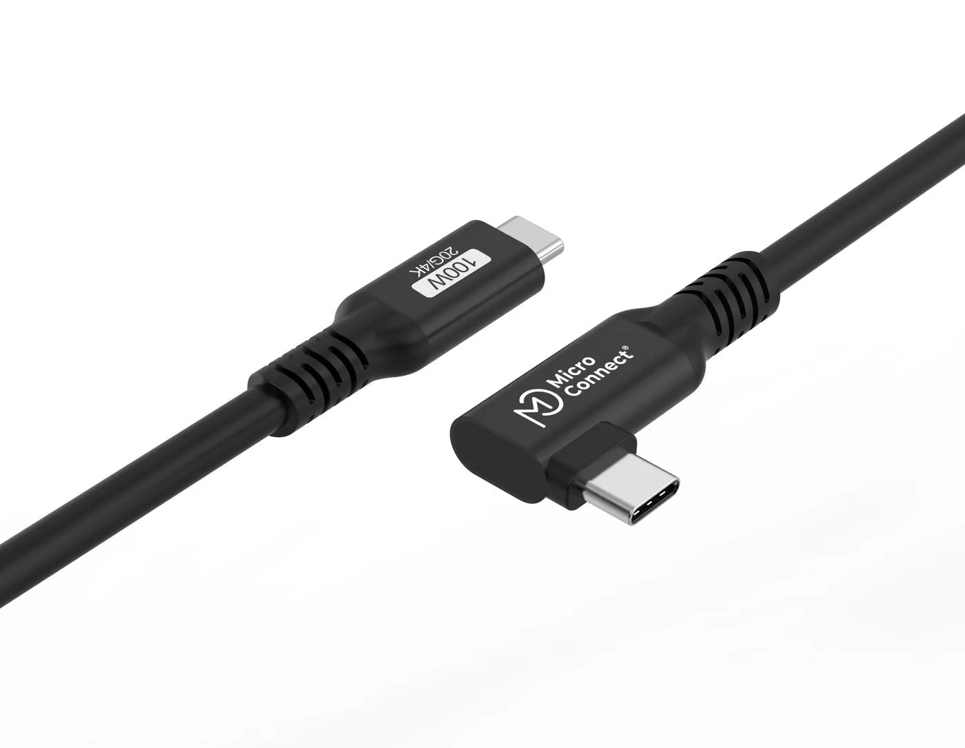 MicroConnect Premium USB-C -kaapeli kulmaliitoksella, 100W, 20Gbps, USB 3.2 Gen 2x2, 0.5m, Musta