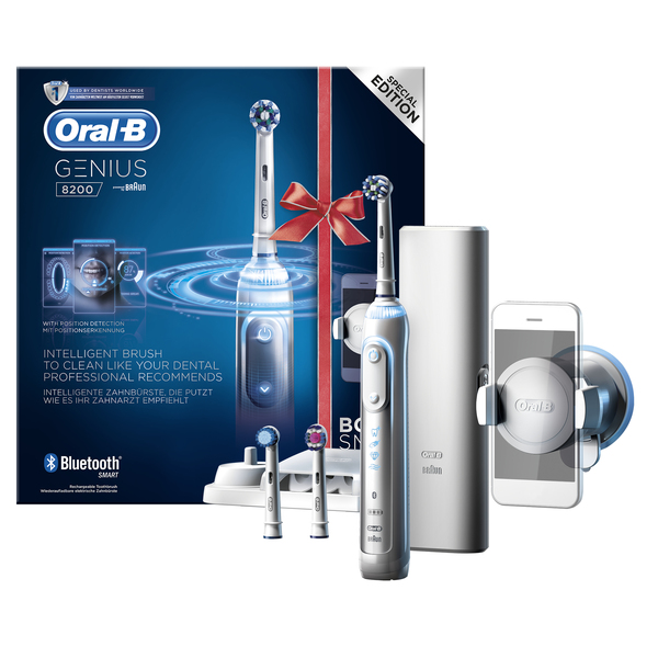 BRAUN S&Auml;HK&Ouml;HAMMASHARJA ORAL-B GENIUS 8200 SPECIAL EDITION. Uusi kevyt ja siro runko. Tehokas lithiumi-akku. 10 500 kierrosta ja 40 000 syk&auml;yst&auml;/min. Harjausalue