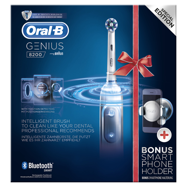 BRAUN S&Auml;HK&Ouml;HAMMASHARJA ORAL-B GENIUS 8200 SPECIAL EDITION. Uusi kevyt ja siro runko. Tehokas lithiumi-akku. 10 500 kierrosta ja 40 000 syk&auml;yst&auml;/min. Harjausalue