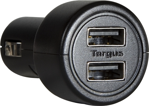 Targus Dual USB DC Charger - Auton virtasovitin - 11 - 16 V - 10.2 watt - l&auml;ht&ouml;liittimet: 2 - musta malleihin Venue 10 Pro, 11 Pro, 5830 Pro, 7, 7 3740, 7 3741,