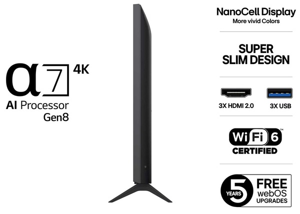 LG NANO8E 65NANO8EA6A 65" 4K NanoCell LED webOS 25 TV, 60Hz, HDR10, HLG