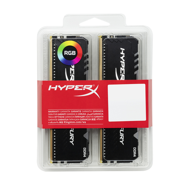 Kingston 64 GB (4 x 16 GB) HyperX Fury RGB, DDR4 3466 MHz -muisti