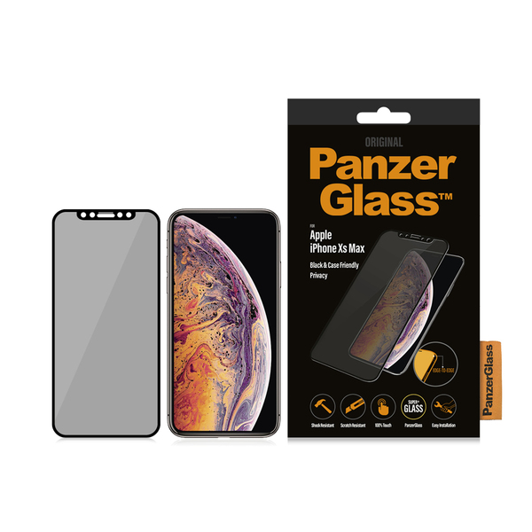 PanzerGlass iPhone XS Max (Case Friendly) - Screen Glass, Black PanzerGlass iPhone XS Max (Case Friendly) - Screen Glass, Black