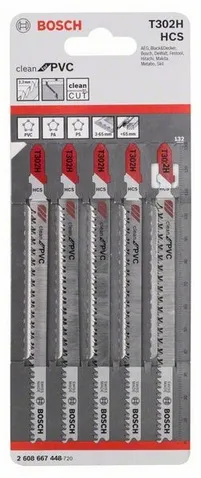 Bosch HCS jigsaw blade Clean for PVC T302H - 5-pack - 2608667448