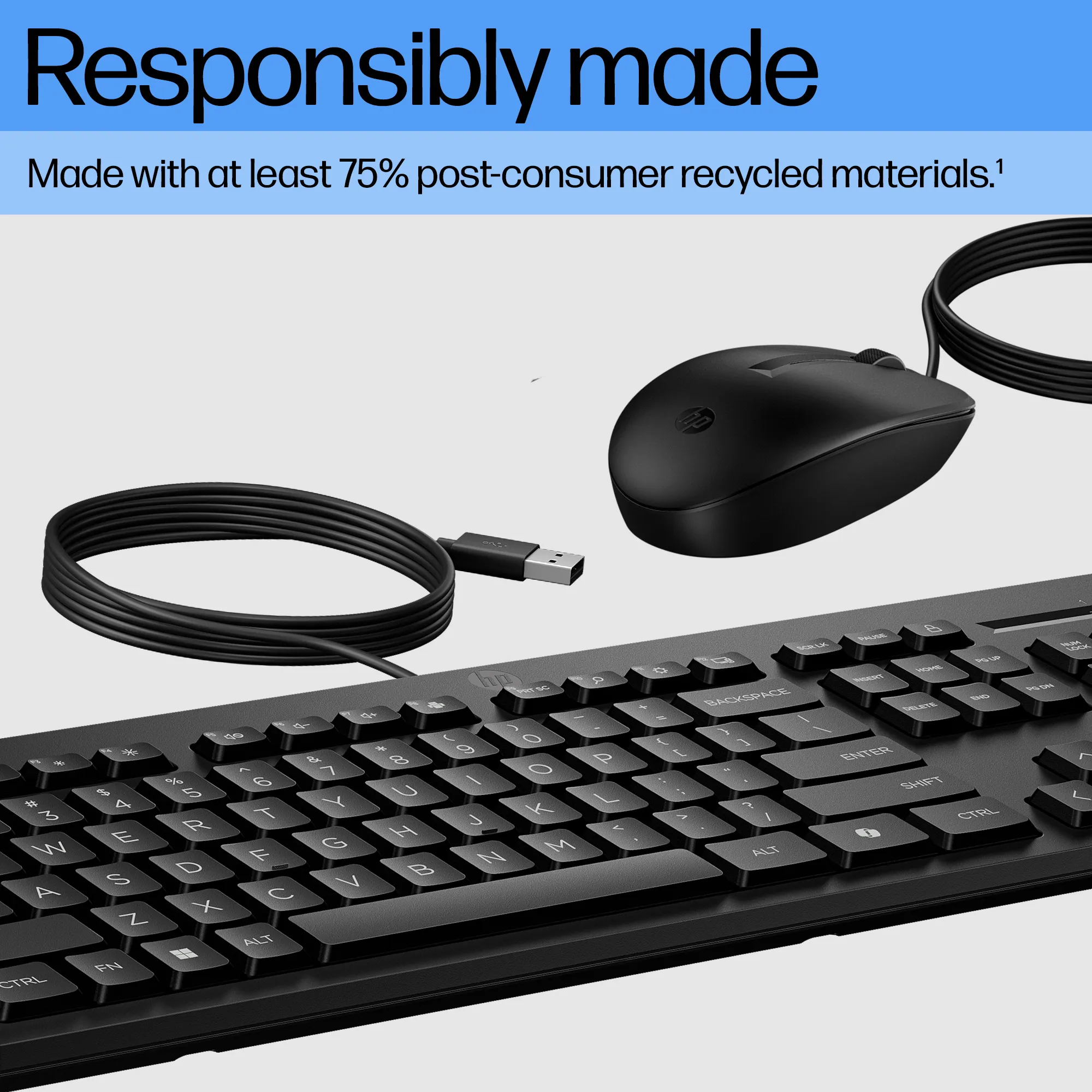 HP 225 - keyboard and mouse, black