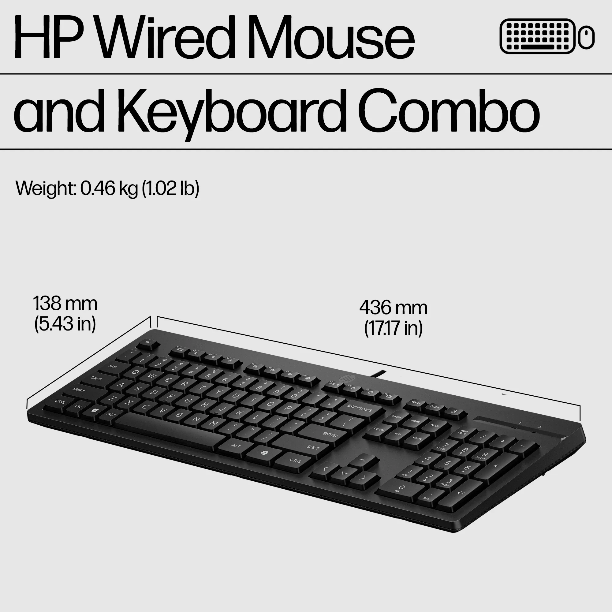 HP 225 - keyboard and mouse, black