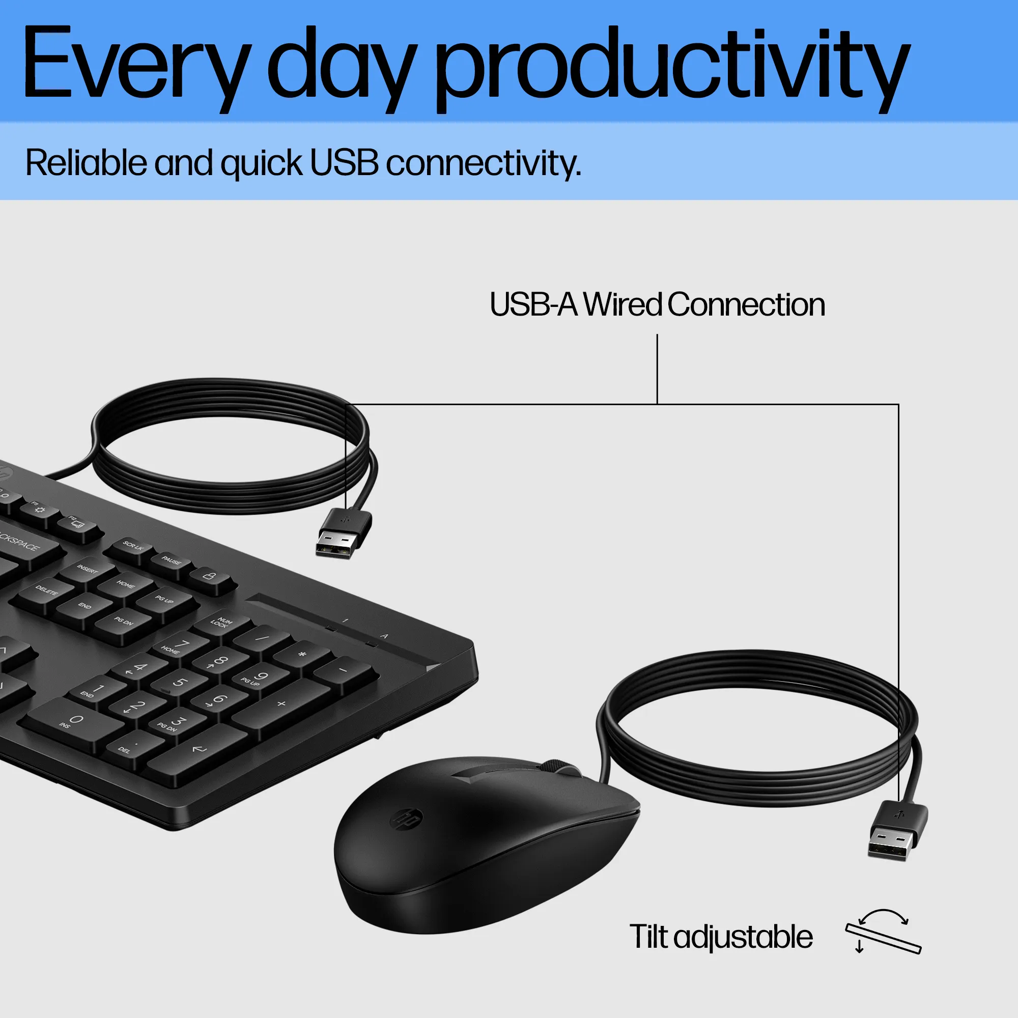 HP 225 - keyboard and mouse, black